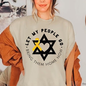 Passover Let my People Go Bring Them Home Now Shirt Gifts Tshirt Am Yisrael Chai Yellow Ribbon Pesach Jewish Star David Cotton Israeli Art zdjęcie 4