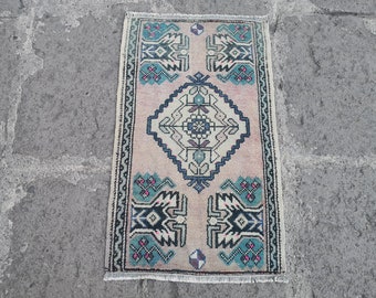 Alfombra anatolia de 50 x 84 cm, alfombra pequeña vintage, alfombra turca, alfombra oushak, alfombra turca, alfombra de baño, alfombra de puerta, alfombra pequeña antigua, alfombra pequeña de lana
