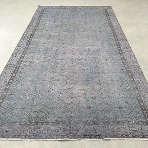 Turkish Rug, 6x10 Large Rug, Vintage Rug, Faded Oushak Rug, Rugs For Dining Room, 5.6x9.7 ft Blue Rug, Distressed Anatolian Rug, Wool Rug,