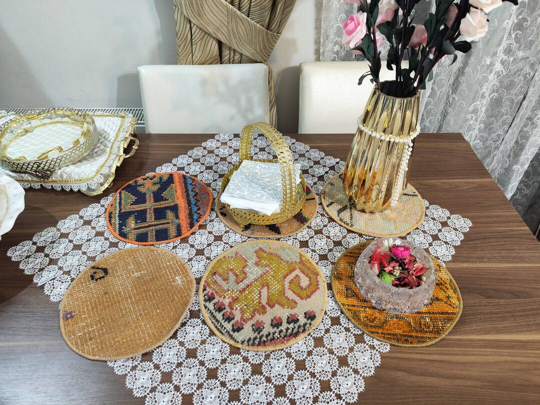 10 İnches Vintage Rug Placemats Set of 6kilim Etsy UK