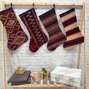 Xmas Stocking, Antique Rug Stocking, 8x19 inches Christmas Decoration, Custom Christmas Gift, Traditional Kilim Stocking, Fireplace Stocking