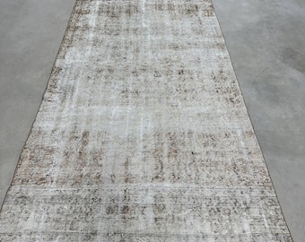 Vintage Rug, 5x10 Large Rug, Turkish Rug, Anatolian Rug, Rugs For Bedroom, 4.6x10.1 ft Beige Rug, Antique Wool Rug, Large Oushak Rug,