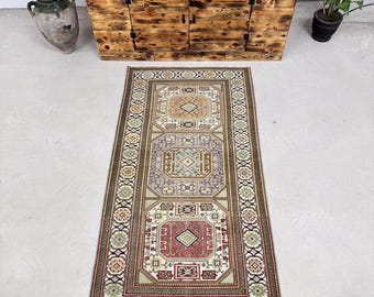 Turkish 3.1x6.2 ft Rug, Oversize Vintage Rug, Green Wool Rug