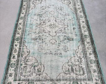 Vintage Rug, Large Rugs, Turkish Rug, Antique Rug, Rugs For Living Room, 5.4x8.4 ft Green Rug, Bedroom Rugs, Large Area Rug,