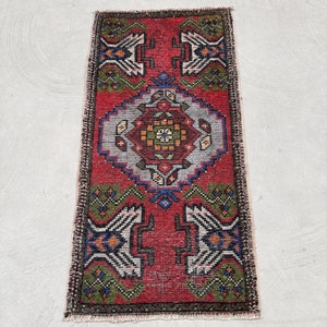 Tappeto turco, tappeto vintage, tappeti piccoli, tappeto Oushak, tappeti da appendere alla parete, tappeto rosso 1,7x3,3 piedi, tappeti colorati, tappetino da bagno Boho,