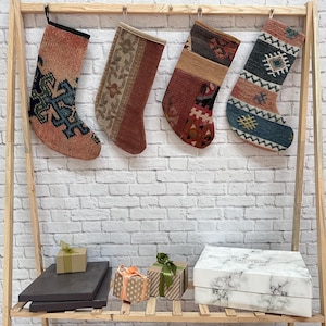 Christmas Stocking, Handmade Stocking, 6x15 inches Ethnic Stocking, Gift Stocking, Handwoven Stocking, Kilim Stocking Decor, Holiday Socks,