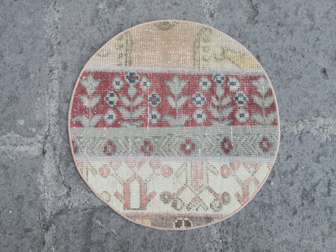 21x21 Inches Vintage Round Rug,vintage Rug,area Rug, Home Decor Rug ...