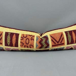 Antique Pillows, Boho Pillow, 16x48 Kilim Pillow, Home Decor Pillow, Yellow Pillow Cover, Double Sided Pillow, Ethnic Aztec Print Pillow,
