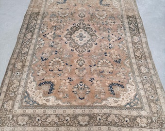 Vintage Rug, Turkish Rug, 7x10 Large Rugs, Oushak Rug, Rugs For