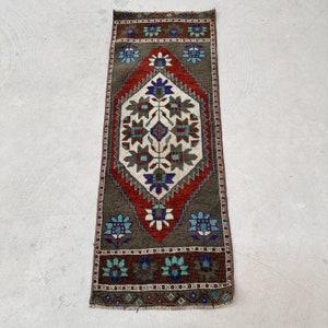 Tappeto vintage, tappeti piccoli, tappeto turco, tappeto anatolico, tappeti per cucina, tappeto verde 1,3x3,6 piedi, tappeti per l'arredamento della casa, piccolo tappeto intrecciato,