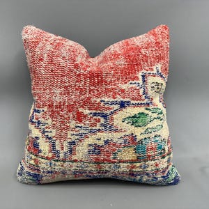 Cuscino per divano, cuscino Kilim fatto a mano, cuscino Kilim vintage 18x18, cuscino da designer d&#39;interni, federa per cuscino rossa, cuscino da tappeto,