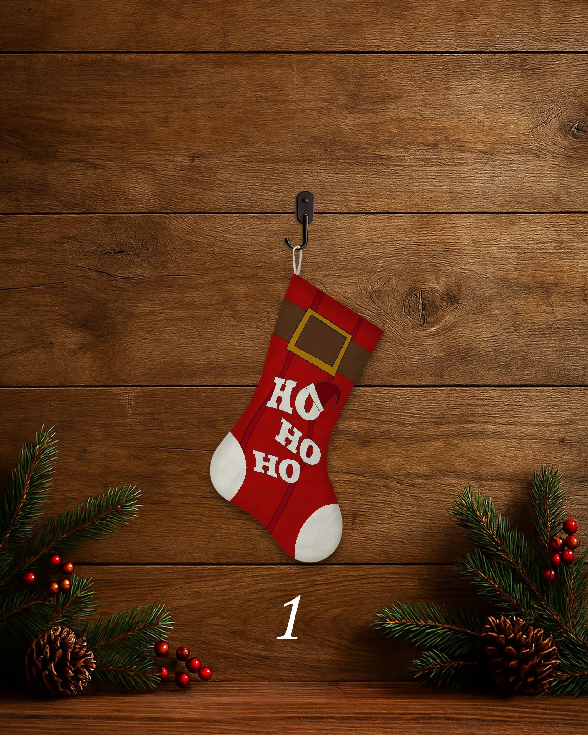 サンタクロースのストッキング、赤と緑のホリデーソックス、クリスマス