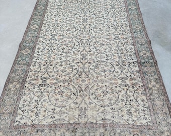 Vintage Rug, Turkish Rug, 6x9 Large Rug, Antique Rugs, Rugs For Dining Room, 5.6x8.9 ft Beige Rug, Vintage Wool Rug, Large Oushak Rug