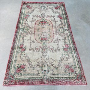 Turkish Rug, 4x7 Area Rug, Vintage Rug, Antique Rugs, Rugs For Living Room, 3.7x6.7 ft Beige Rug, Vintage Beni Ourain Rug, Oushak Area Rug,