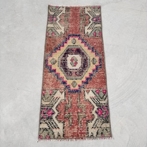 Piccoli tappeti, tappeti vintage, tappeti turchi, tappeti Oushak, tappeti da appendere alla parete, tappeto rosso 1,2x2,7 piedi, tappeti da camera da letto, piccoli tappeti vintage,