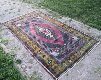 59x104 inches Blue Rug,Large Area Rug,Turkish Rug,Oushak Rug,Area Rug,Vintage Large Rug,Bohemian Rug,Living Room Rug,Saloon Carpet rug