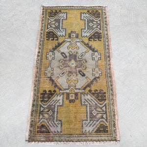 Small Rugs, Vintage Rug, Turkish Rug, Antique Rugs, Rugs For Entry, 1.6x3 ft Yellow Rug, Oushak Rug, Small Area Rug,