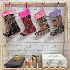 Vintage Kilim Stocking, Rustic Christmas Stocking, 7x15 inches Tribal Stocking, Wholesale Stocking, Woven Stocking, Kilim Stockings,