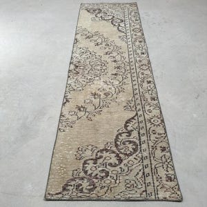 3x9 Runner Rug, Vintage Rug, Turkish Rug, Oushak Rugs, Rugs For Corridor, 2.5x8.3 ft Beige Rug, Handwoven Vintage Turkish Rug, Antique Rug