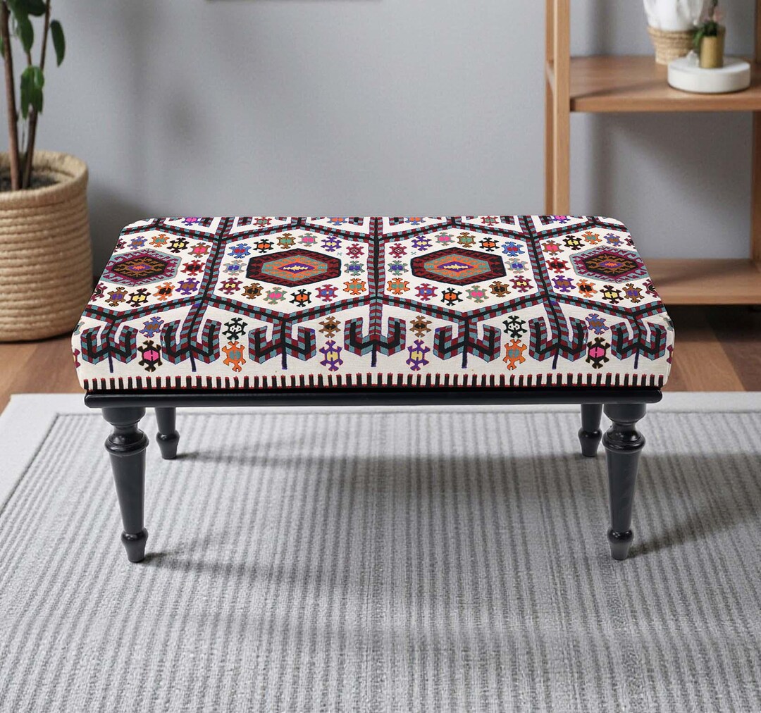 Rustic Pattern Bench, Moroccan Style Bench, Bench for Bedroom, Vanity ...