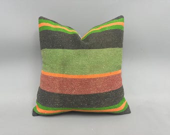 ソファ用枕、ヴィンテージキリム枕、18x18アンティーク枕、キリム