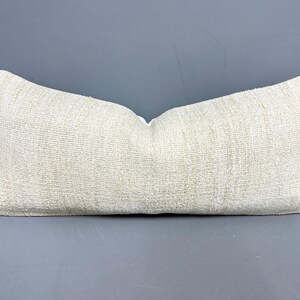 Interior Designer Pillow, Gift Pillow, 16x36 Vintage Kilim Pillow, Handmade Kilim Cushion, Beige Cushion, Striped Lumbar  Pillow,