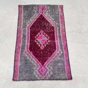 Vintage Rug, Small Rugs, Turkish Rug, Oushak Rug, Rugs For Bath, 1.6x2.6 ft Purple Rug, Colorful Rugs, Small Area Rug,