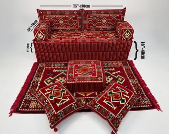 Boho Floor Seating, Moroccan Style Couch, Oriental Floor Sofa, Middle Eastern Sofa Set, Kilim Floor Sofa, Sectional Floor Seating,