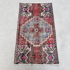 Tapis turc, petits tapis, tapis vintage, tapis Oushak, tapis pour le bain, tapis rouge 1,5 x 2,7 pi, tapis anatolien, joli tapis de bain,
