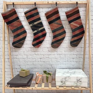 Kilim Christmas Stockings, Vintage Rug Stockings, 6x19 inches Natural Stocking, Organic Stocking, Rustic Stocking, Stocking Decor,