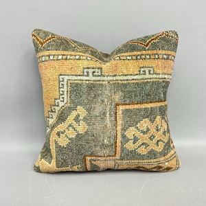 Poduszka kilim vintage, ręcznie robiona poduszka kilim, 20x20 etniczna poduszka kilim, poduszka vintage, brązowa poduszka, poduszka teksturowana,