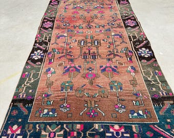 Turkish Rug, 5x12 Large Rug, Vintage Rug, Anatolian Rugs, Rugs For Living Room, 4.7x11.6 ft Green Rug, Soft Washable Oushak Rug, Wool Rug,