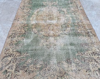 Tappeto vintage, tappeti grandi 6x9, tappeto turco, tappeto anatolico sbiadito, tappeti per camera da letto, tappeto marrone 5,1x8,7 piedi, tappeto turco rustico invecchiato,