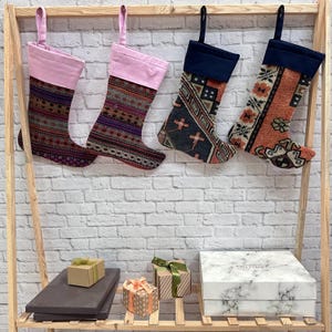 Kilim Christmas Stocking, Antique Rug Stocking, 7x15 inches Christmas Kilim Stockings, Family Stockings, Family Christmas Stockings,