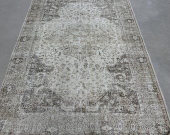Turkish Rug, Vintage Rug, 5x8 Large Rugs, Oushak Rug, Rugs For Dining Room, 5.4x8.1 ft Beige Rug, Handwoven Vintage Turkish Rug, Wool Rug,