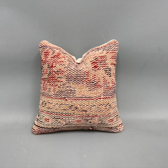 Kilim Pillow Cover, Antique Pillows, 12x12 Pillow for Sofa, Kilim Cushion  Sham, Red Cushion, Rug Pillow, Vintage Kilim Pillow Pillow,