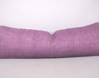 Kilim Pillow Cover, Turkish Pillow, 16x48 Kilim Pillow, Vintage Kilim Throw Pillow, Purple Cushion Case, Rectangular Pillow, Hemp Pillow,