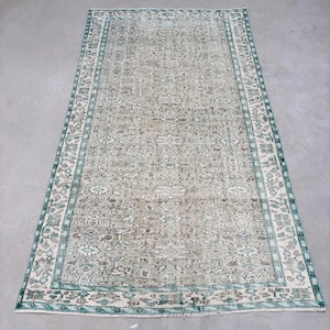 Large Rugs, Vintage Rug, Turkish Rug, Oushak Rug, Rugs For Dining Room, 5x9.1 ft Green Rug, Oriental Rug, Large Vintage Rug,