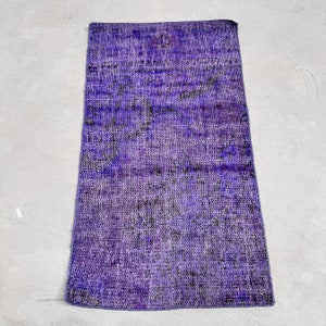Turkish Rug Small Rugs Vintage Oushak For Bathroom 2x3.5 ft Purple Colorful Overdyed Door Mat Ethnic Dorm Turkey Nomadic Natural Pastel
