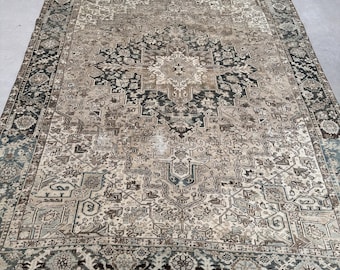 Vintage Rug Oversize Rugs Turkish Oushak For 9.3x12.7 ft Brown Oriental Neutral Turkish Eclectic Boho Handmade Muted Flatweave Aesthetic
