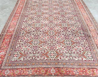 Vintage Rug, 7x10 Large Rugs, Turkish Rug, Antique Rugs, Rugs For Bedroom, 6.1x9.3 ft Red Rug, Turkish Rug With Geometric Patterns,