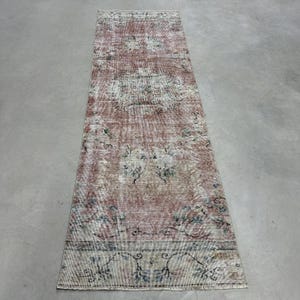 Vintage Rug, Turkish Rug, 3x9 Runner Rugs, Anatolian Rug, Rugs For Corridor, 2.9x9.1 ft Red Rug, Vintage Oushak Rug With Fringe, Wool Rug,