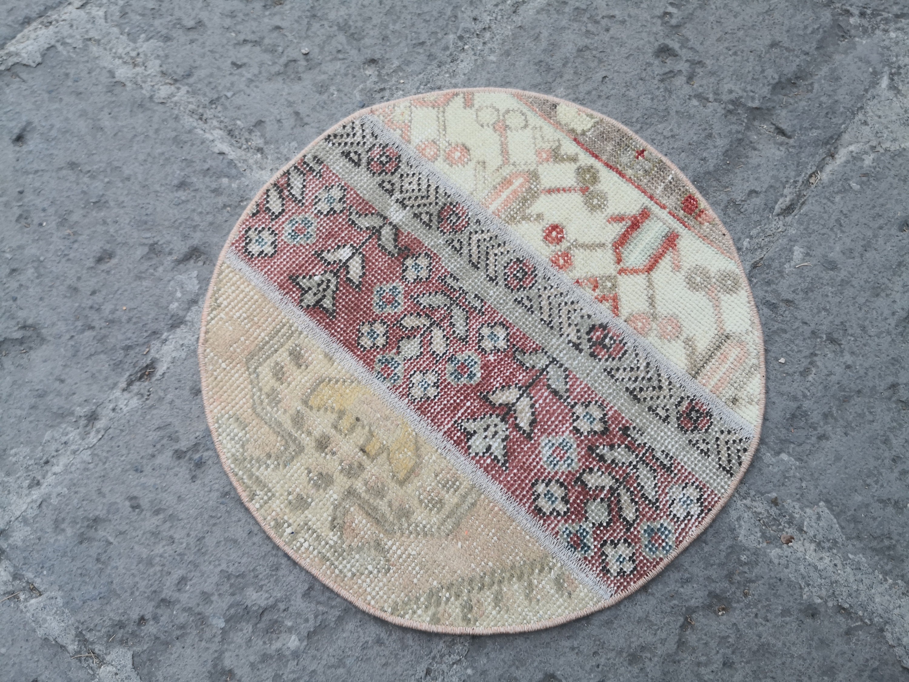 24x24 Inches Handmade Round Rug,vintage Rug,home Decor Rug, Anatolian ...