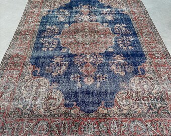 Vintage Rug, Turkish Rug, 7x10 Large Rugs, Oushak Rug, Rugs For