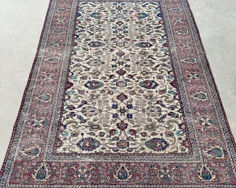 Turkish Rug, Vintage Rug, 5x7 Area Rugs, Antique Rug, Rugs For Living Room, 4.7x6.9 ft Purple Rug, Authentic Vintage Turkish Rug, Oushak Rug
