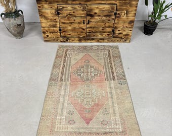 Vintage Turkish Oversize Rug 3.3x5.4 ft, Brown Wool Rug