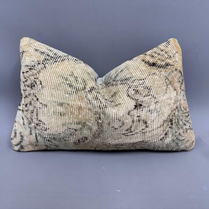 Boho Pillow, Home Decor Pillow, 12x20 Kilim Cushion Sham, Handmade Kilim Cushion, Beige Cushion, Handmade Rectangular  Pillow,