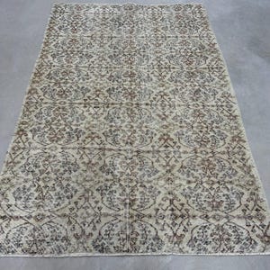 Turkish Rug, 6x8 Large Rug, Vintage Rug, Antique Rug, Rugs For Dining Room, 5.5x8.4 ft Beige Rug, Modern Minimalist Wool Rug, Oushak Rug,