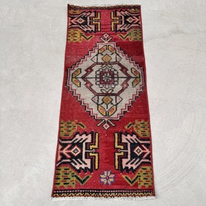 tapis vintage, tapis turc, petits tapis, tapis Oushak, tapis pour chambre d'enfant, tapis rouge 1,2 x 3 pi, tapis Oushak, petit tapis turc,