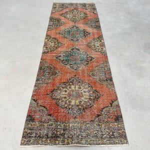 Turkish Rug, 3x9 Runner Rugs, Vintage Rug, Antique Rugs, Rugs For Kitchen, 3.1x9.4 ft Red Rug, Neutral Vintage Oushak Rug, Boho Rug,